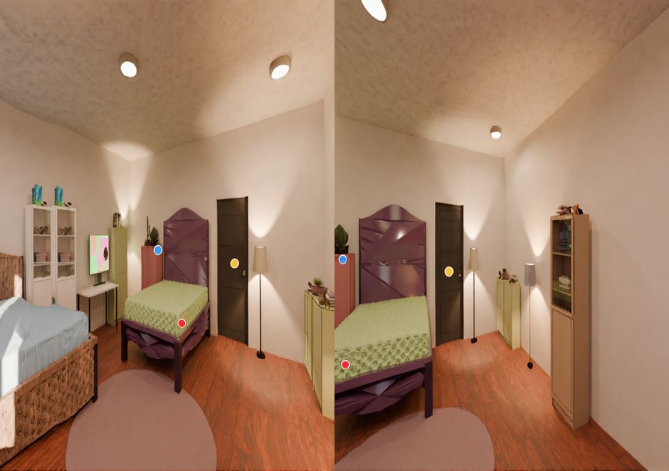 Point-matching render with colored markers